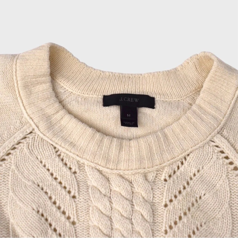 J Crew 100% Wool Cable Knit Crewneck‎ Sweater